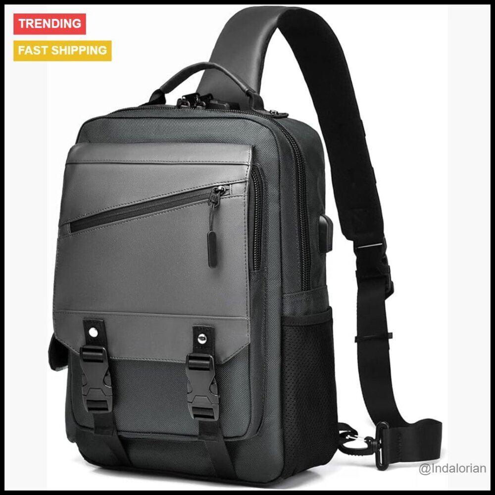Sling Backpack Crossbody Bag Water Resistant Polyester Laptop Computer Travel